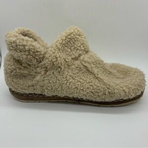 LL Bean Women's Natural Tan Polyester Fleece Lined Cozy Slipper Booties Size 9M